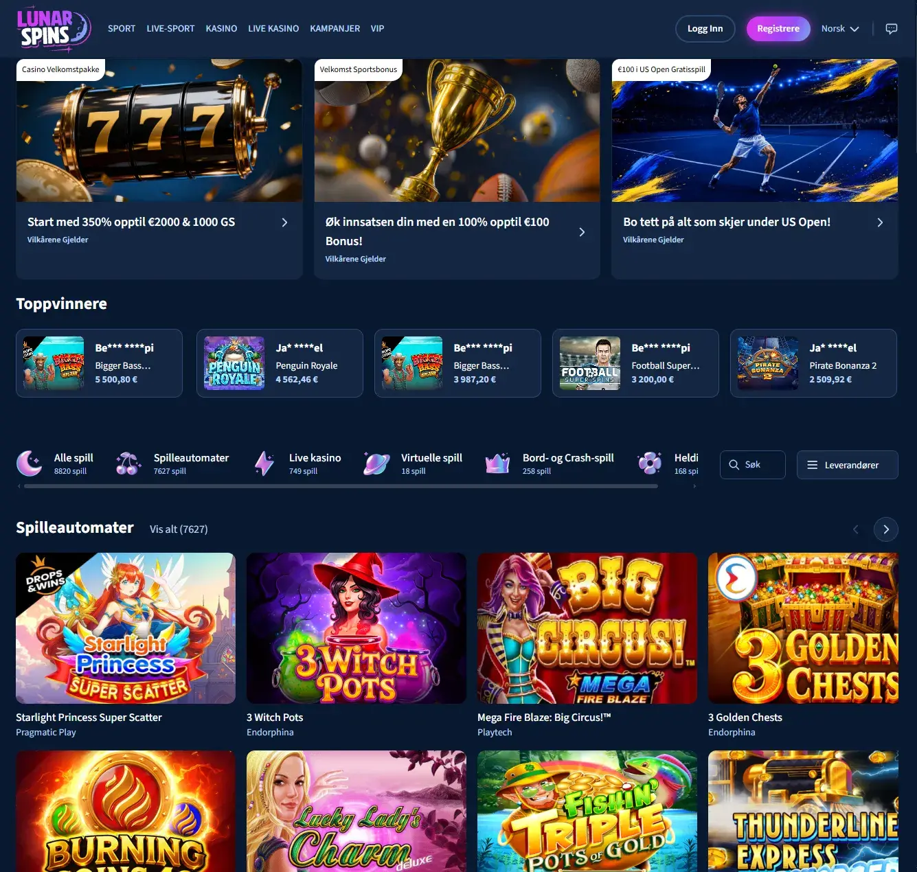 LunarSpins Casino forside